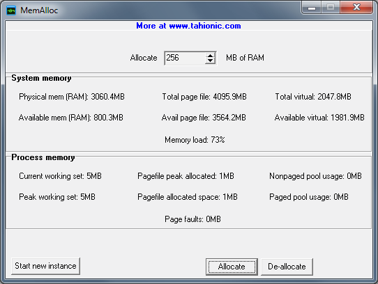 MemAlloc|Memory allocation test. Free memory stress test for Windows. Heavy memory